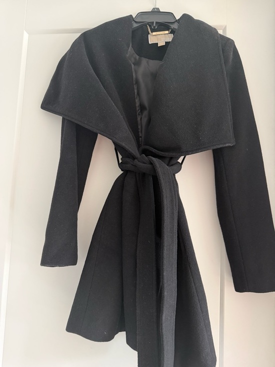 Michael Kors Jackets & Blazers - Michael Kors Black Belted Wool-Blend Coat